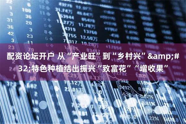 配资论坛开户 从“产业旺”到“乡村兴” 特色种植结出振兴“致富花”“增收果”